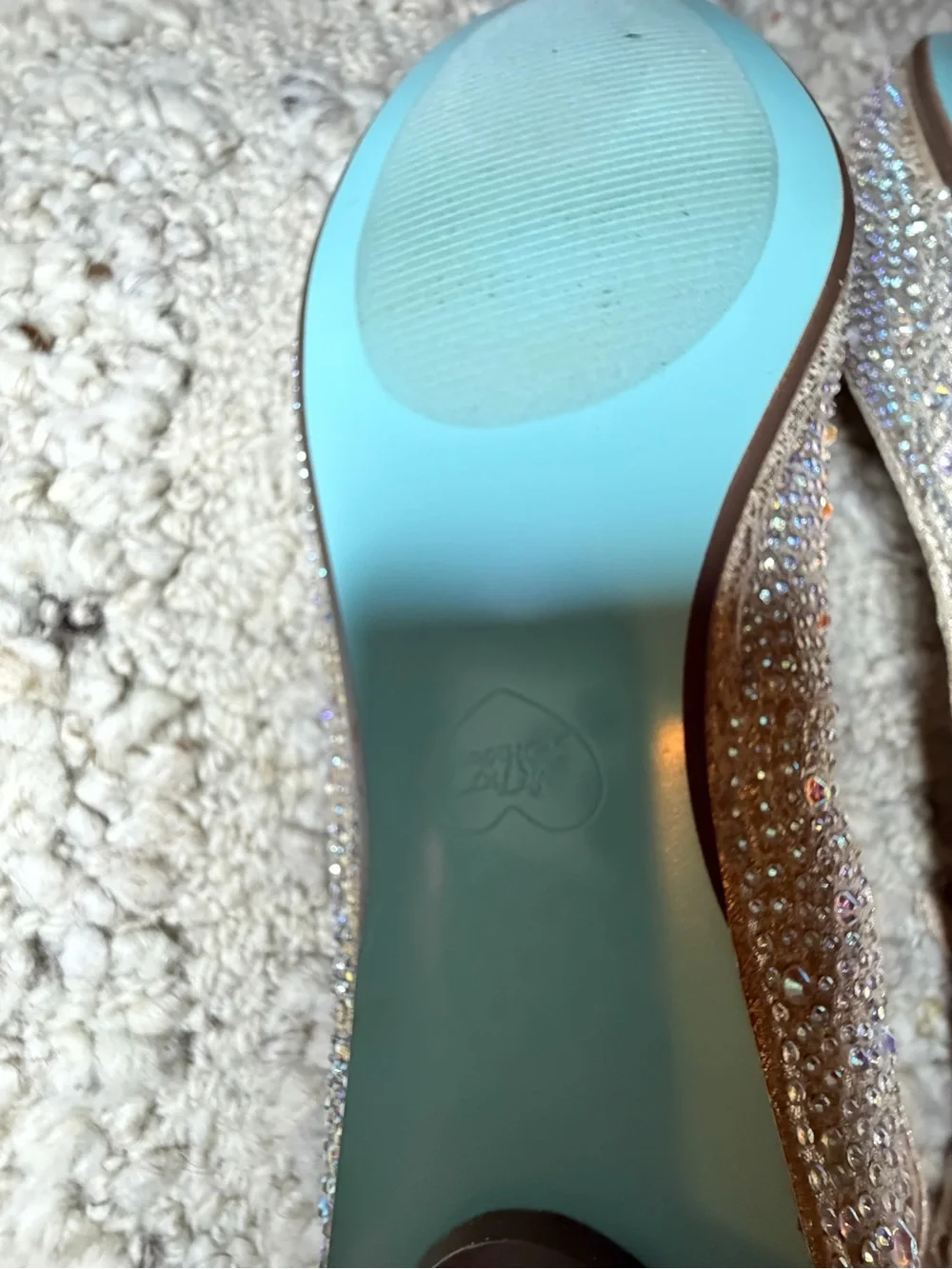 Betsey Johnson Silver Glitter Rhinestone Ballet Flats